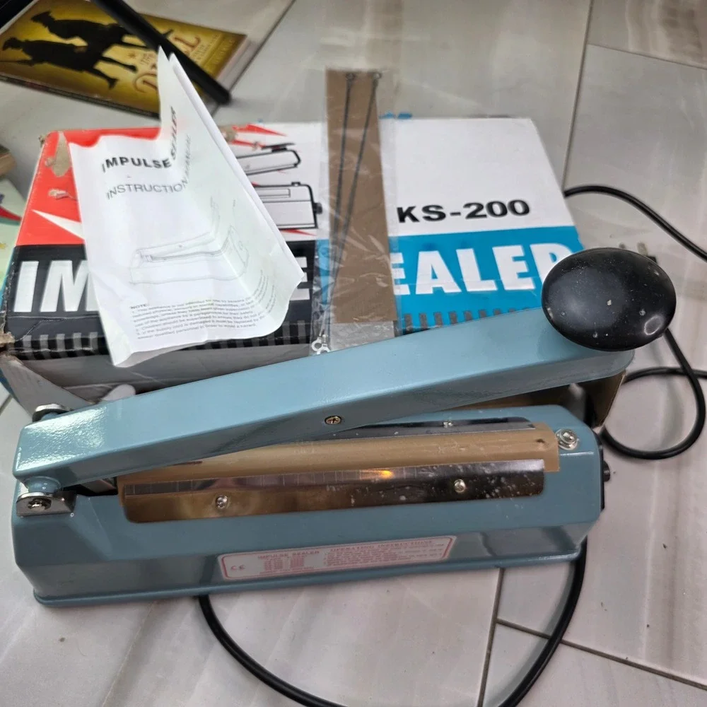 KS-200 Impulse Sealer 8 Inch Manual Heat Sealing Machine 110V 300W Blue T1